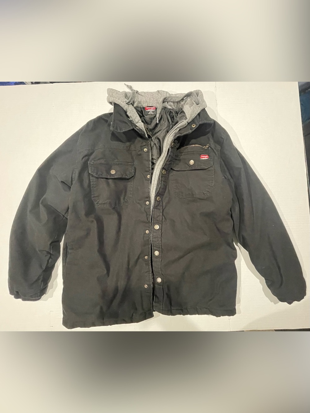 Wrangler Black Jacket with Gray Hooded Liner